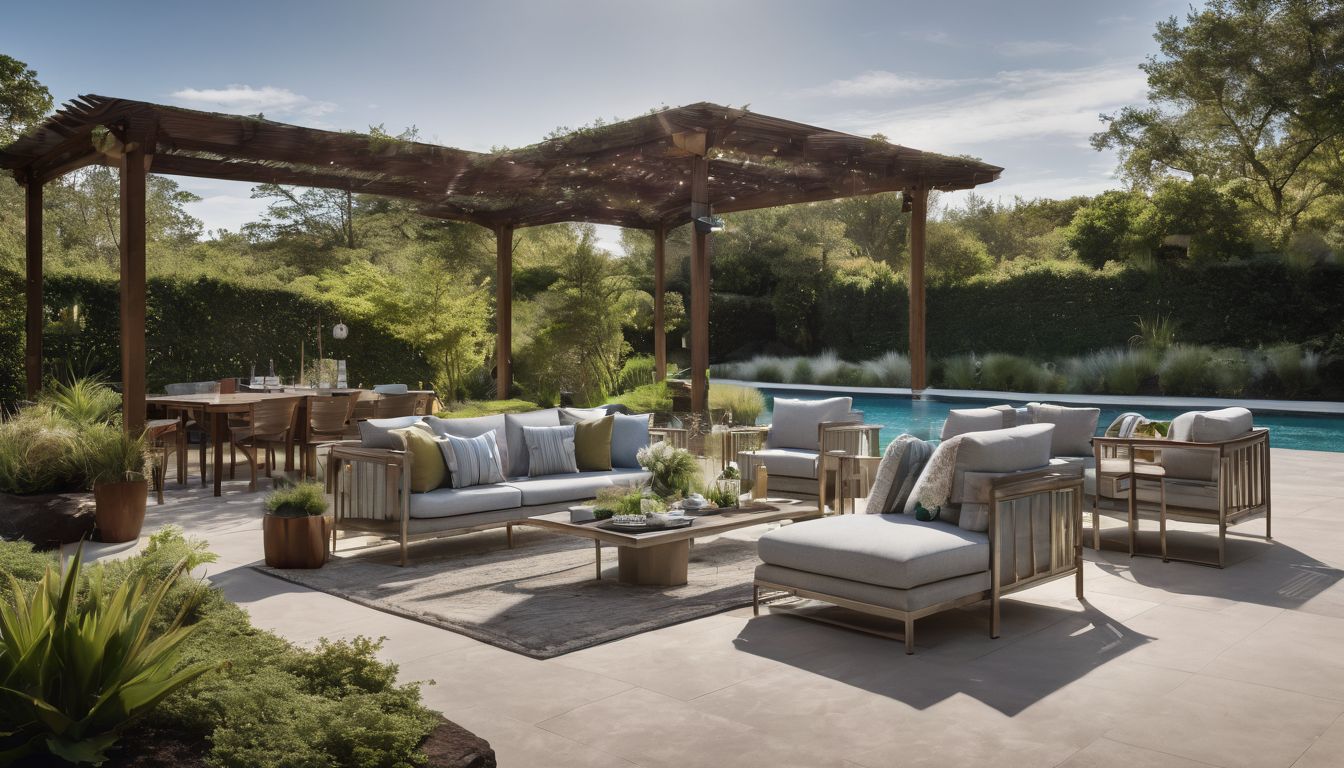 A stylish outdoor lounge area with an aluminium patio set.