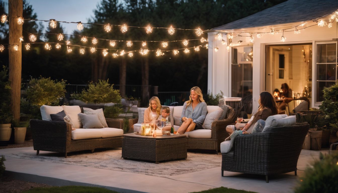 A family enjoying a cozy evening on their aluminium patio.